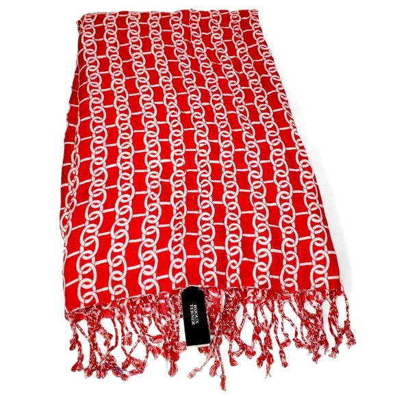 NWT Bijoux Terner Pashmina Shawl Women's Link Chain Graphic Fringed Edge Wrap OS - Picture 2 of 5